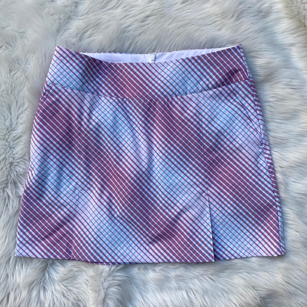 Nike plaid golf skirt red pink blue nwot new 8